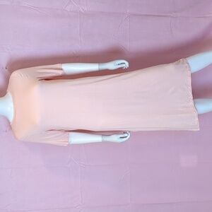 Boohoo Light Pink Split Hem Short Sleeve Crew Neck Midi Shirt Dress size 8